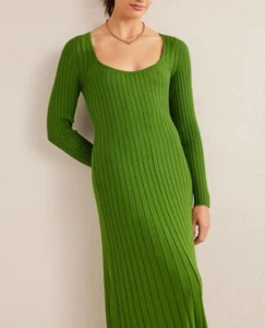 Abito Boden in maglia con scollo a scoop verde taglia 14L nuovo con etichetta - Foto 1 di 8