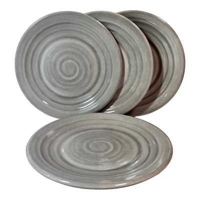 Platos de cena artesanales de melamina casera de 11" 4 cada uno gris remolino brillante Foto 1 de 4