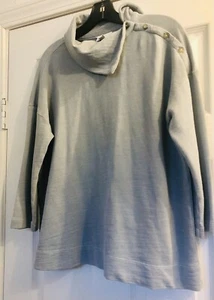 $89 Pure Jill Cuello Embudo Cuatro Botones Tapeta Talla XS Algodón Terry Francés - Imagen 1 de 10
