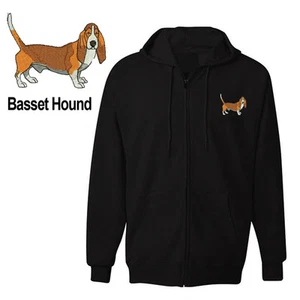 BASSET HOUND DOG ZIPPER HOODIE SWEATSHIRT JACKET TRAINING SHIRT - Picture 1 of 4
