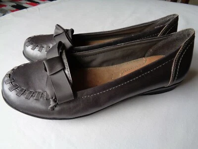 Женские туфли YUU Raven кожа бронза серо-коричневый без шнуровки мокасины плоскостях бант 6 М - Изображение 1 из 4