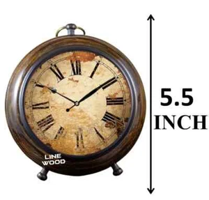 5" Table Top Clock Desk Clock I Clock King Home Decor Handmade Antique Wooden - Picture 1 of 7