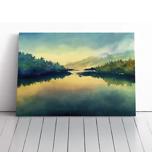Quadro con cornice stampa arte da parete su tela fiume sereno arredo casa soggiorno camera da letto - Foto 1 di 5