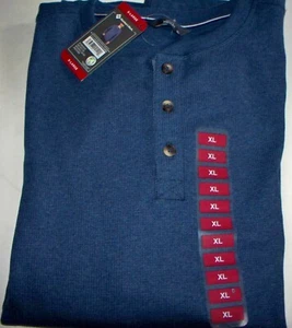 NEW Men’s Thermal Henley Waffle Knit Sport Shirt, Long Sleeve Size XL Blue – B2 - Picture 1 of 2