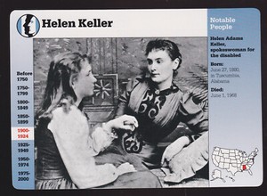 HELEN KELLER Photo with teacher Anne Sullivan 1995 GROLIER STORY OF AMERICA CARD