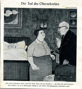 Der Tod des Obersäkretärs -- Zeichnung : Max Radler - aus 1961 - S/W - Picture 1 of 1
