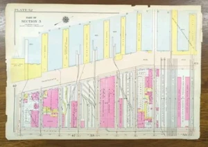 1916 CHELSEA PIERS MANHATTAN Karte NEW YORK CITY NY ~ alt antik Original - Bild 1 von 6