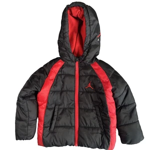 Air Jordan Hooded Winter/Snow Puffer Jacket, Black Red SIZE: TODDLER 18 MONTHS - Picture 1 of 20