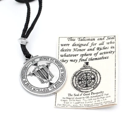 TALISMAN RICHES Collar Colgante Sello de Salomón 2 Caras Gran Prosperidad Dije Foto 1 de 4