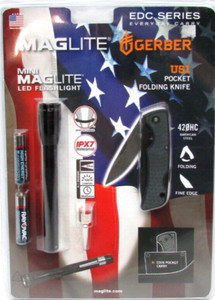 Mini Maglite LED Flashlight & Gerber US1 Folding Pocket Knife No. SP32TRK