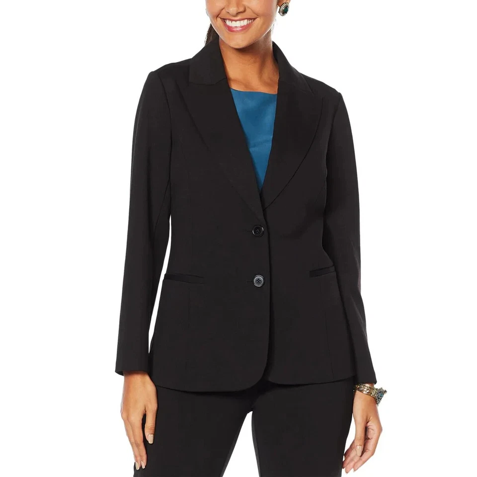 DG2 by Diane Gilman Women's Ponte Knit Boyfriend Blazer, Black, Medium - Image 1 of 1