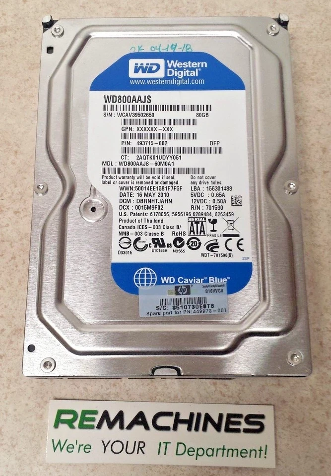 Western Digital 80GB SATA HDD 7200RPM WD800AAJS-60M0A1, TESTED, FREE SHIPPING! - Image 1 of 1