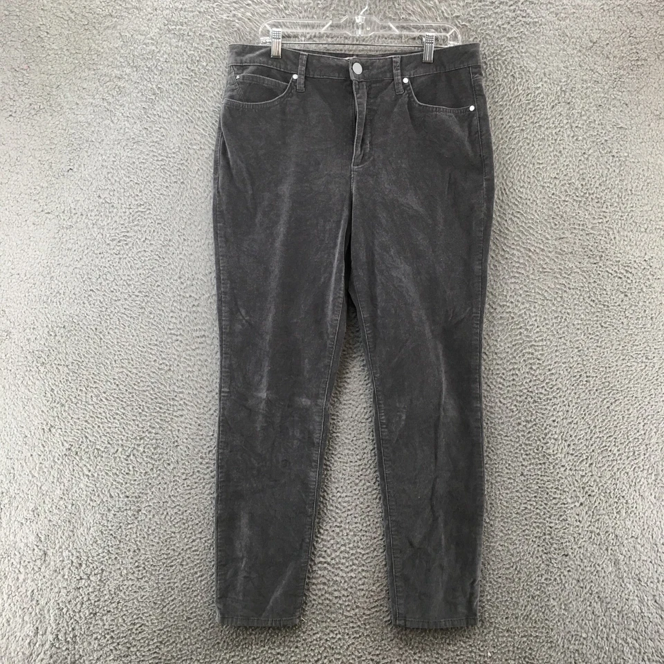 Seven7 Ultra High Rise Skinny Corduroy Pants Womens 14 Gray Cotton Blend Zip Fly - Imagem 1 de 4