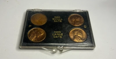 VINTAGE 1960 COIN SET P and D Large & Small 4 Coin Set - Image 1 of 3