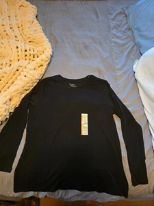 Time & Tru Womens Large Black Long sleeve shirts - Picture 1 of 3