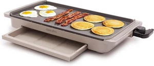 10.5”x 20” Electric Griddle with Warming Drawer, Healthy Ceramic Nonstick, Clay - Picture 1 of 12
