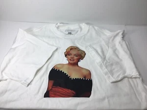 NEW Marilyn Monroe Portrait Unisex White XL TShirt Short Sleeve Sequined Graphic - Picture 1 of 7