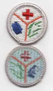 Emergente. Insignia de mérito Preparadness (Cruz Roja) tipo H, versión trasera azul (1972-79) - Imagen 1 de 1