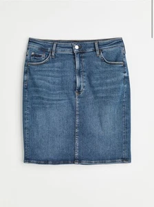 H&M True to You High waisted stretch denim mini skirt PERFECT FADE size M - Picture 1 of 3