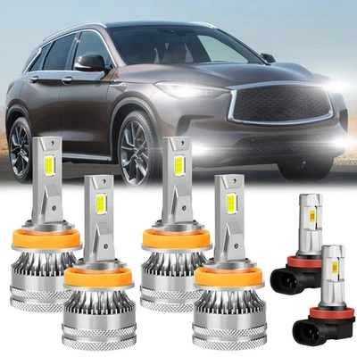 Combo de 6 faros LED altos/bajos bombillas blancas para Infiniti QX50 2014-2017 Foto 1 de 4