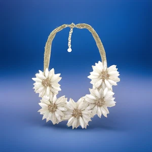 Vintage Yellow Amber Daisy Flower Statement Necklace Talbots Ted Baker Style 18" - Picture 1 of 9