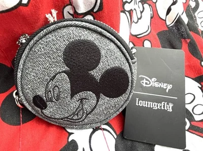 New With Tags Loungefly Disney Mickey Mouse Gray Denim Coin Purse  - Image 1 of 3