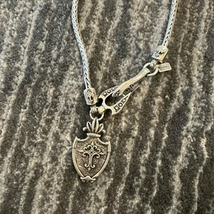 Stigma Necklace Shield Pendant 11in Silver-Tone Heavy Rope Chain Gothic Punk New - Picture 1 of 10