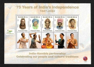 Namibia 2022 75 Years of India's Independence Costume Dance miniature sheet MNH - Picture 1 of 3