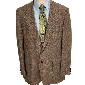 Harris Tweed Lyle Stevens Blazer Men 44R Brown Multi Wool Jacket Tweed USA VTG - Picture 1 of 13