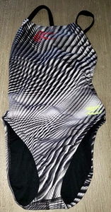 SPEEDO BLACK WHITE DESIGN 1 PC SWIM SWIMMING SUIT size 28 WOMENS super cond!! - Picture 1 of 2