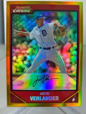Bowman 2007 cromo 'refractor de oro' Justin Verlander #2 serie 18/50 Foto 1 de 3
