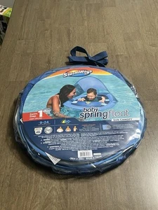Swimways Baby Spring Float Pool aufblasbar Swim Step 1 mit Sonnendach blau Neu mit Etikett - Bild 1 von 1
