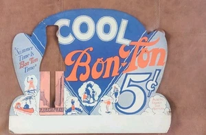 Rare Bon-Ton 5 Cent Soda Bottle Advertising Counter Cardboard Display Vintage  - Picture 1 of 4