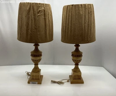 Vintage Pair Of 2 Rembrandt Brown Electric Wall Plug-In Tabletop Lamp - Image 1 of 4
