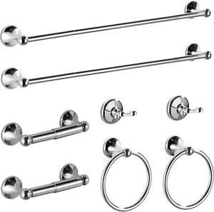 Bathroom Hardware Set Chrome Adjustable Expandable Bath Towel Bars Bathroom Acce - Picture 1 of 12