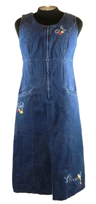 Maxi Vestido Para Mujer Disney Bordado Azul Jean Denim Etiqueta S Pequeño Foto 1 de 4