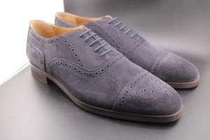 Savile Row London 2308 Suede Derby Lace-up Brogue Shoes Blue UK 10 - Picture 1 of 6