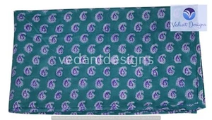 5 Yard Indian Hand Block Floral Print Pure Cotton Running Fabric Green - Picture 1 of 3