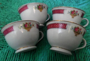 Menge 4 Vintage SWATOW China Porzellan TEETASSEN weiß, pink, Blumen & Gold - Bild 1 von 12