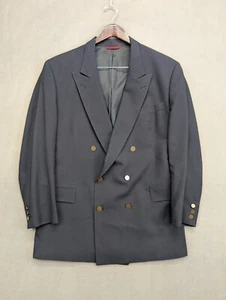 Jos A Bank 46L Navy Blue Gold Button Double Breast Peak Suit Jacket Sport Coat - Picture 1 of 10