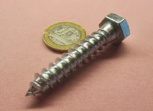 Zinc Hex Head Lag Screw 9/16 Hex Size 3/8 Thread x 2.00" Length, 50 pcs - Picture 1 of 21