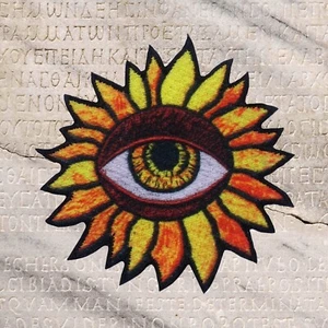Eye Sunflower Patch Iron-on Applique for Vest Jackets, Clothing, Hats, Backpack - Picture 1 of 22