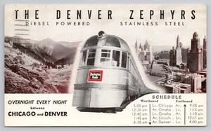 Die Denver Zephyrs dieselbetriebener Edelstahlzug Nebraska 1952 Postkarte - Bild 1 von 2