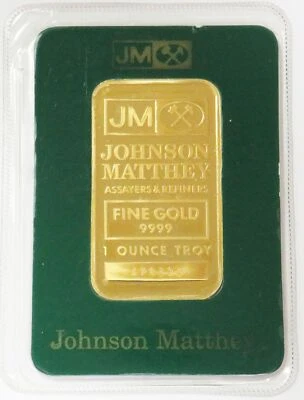 DE COLECCIÓN JM JOHNSON MATTHEY 1 OZ ORO 999,9 BAR EN TARJETA VERDE Foto 1 de 2