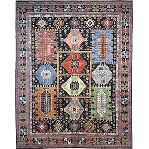 Handmade (9' x 12') Black Waziri Afghan Tribal Organic Wool Veg Dye Area Rug - Picture 1 of 11