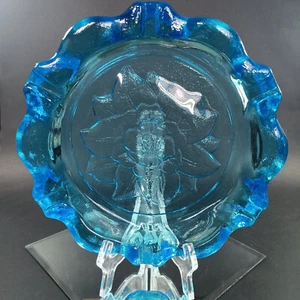 Posacenere vintage anni 70 Blue Lotus, fumatori, tabacco, sigari, vetro Indiana - Foto 1 di 8