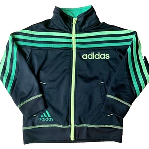 Schöne Jungen Adidas schwarz grün gelb durchgehender Reißverschluss Jacke Tech Sweatshirt 3T EUC süß! - Bild 1 von 5