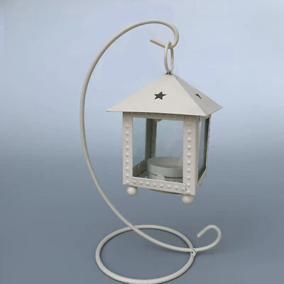 Candelabro artesanal de hierro encantado mini linterna colgante soporte cuadrado Foto 1 de 4