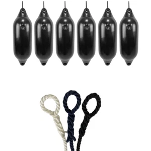 6 x HURRICANE Bootsfender: schwarz PM05 - FREE SPLICED END 10MM SEIL - Bild 1 von 2