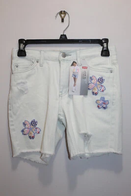 LEVI'S NIÑAS LOW PITCH MIDI SHORTS DENIM DESGASTADO FLORAL BLANCO ROTO TALLA 10 REGULAR Foto 1 de 4